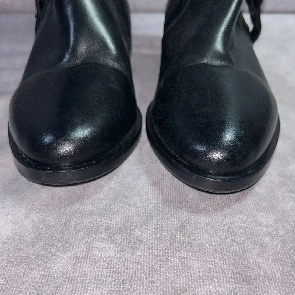 Ron White EUC Women Black Leather Knee-High Boots Sz EU 36 Quilted Cushioned